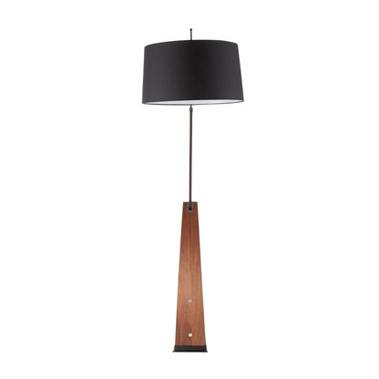 Robyn Mid-Century Modern Floor Lamp in Walnut Wood and Black Shade