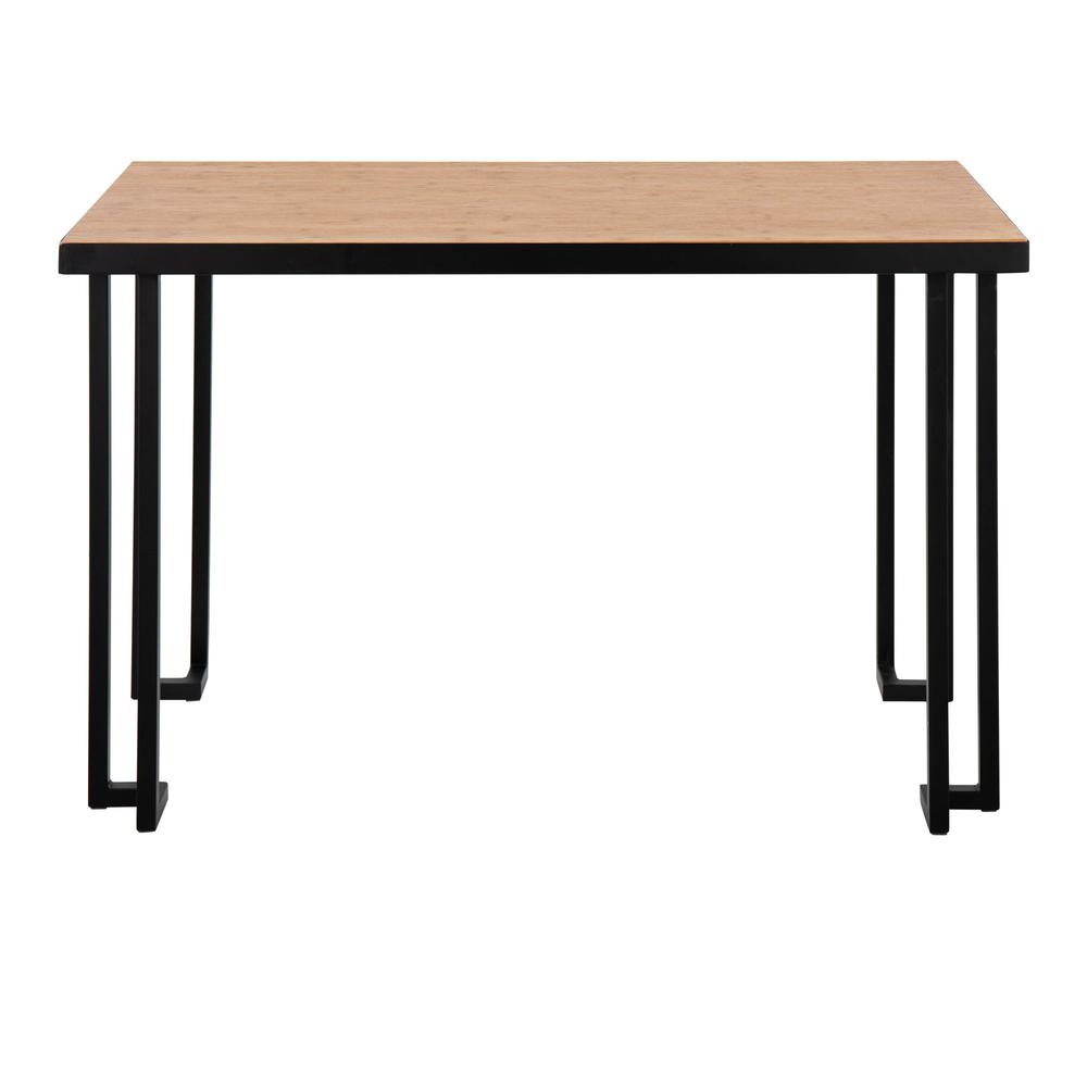 Black Steel, Natural Wood Roman Desk