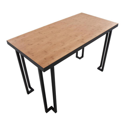 Black Steel, Natural Wood Roman Desk