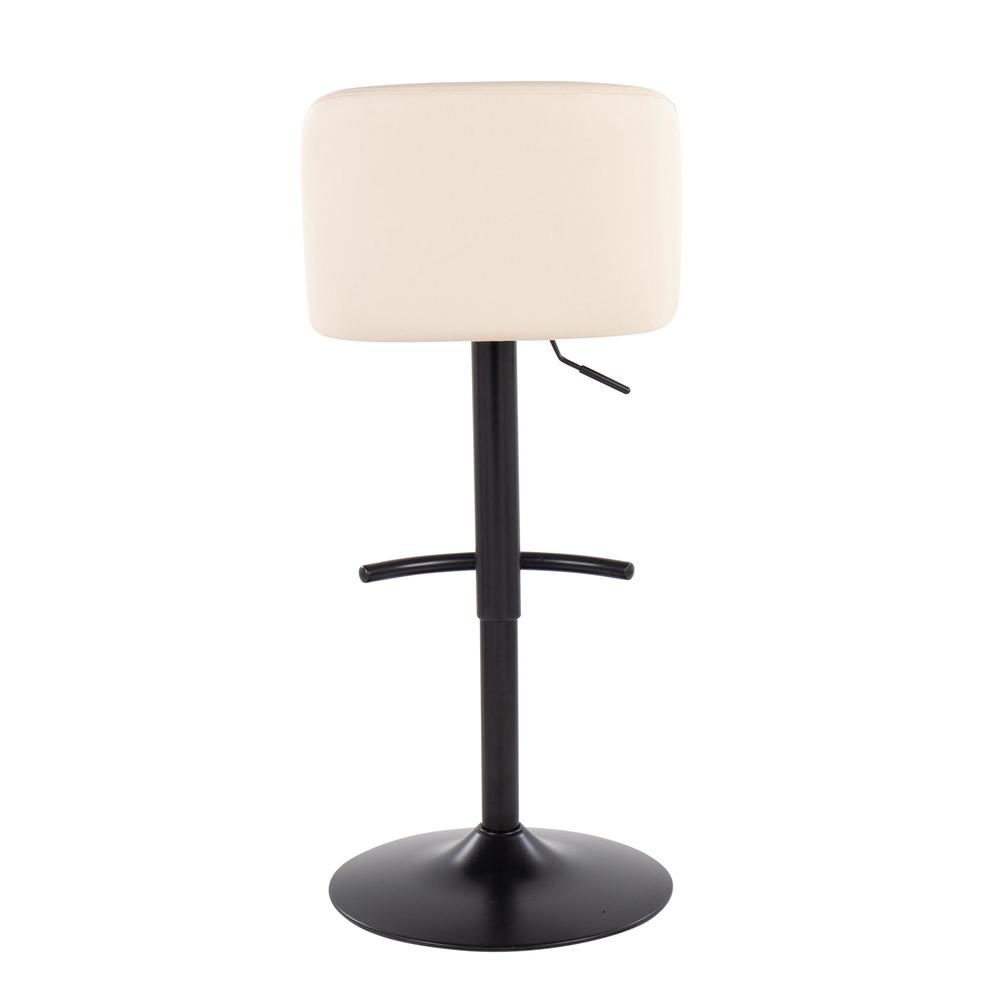 Black Steel, Cream PU Toriano Adjustable Bar Stool - Set of 2