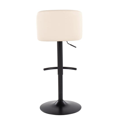 Black Steel, Cream PU Toriano Adjustable Bar Stool - Set of 2