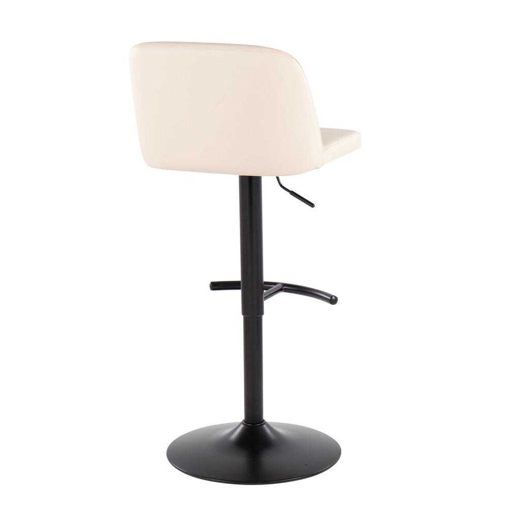 Black Steel, Cream PU Toriano Adjustable Bar Stool - Set of 2