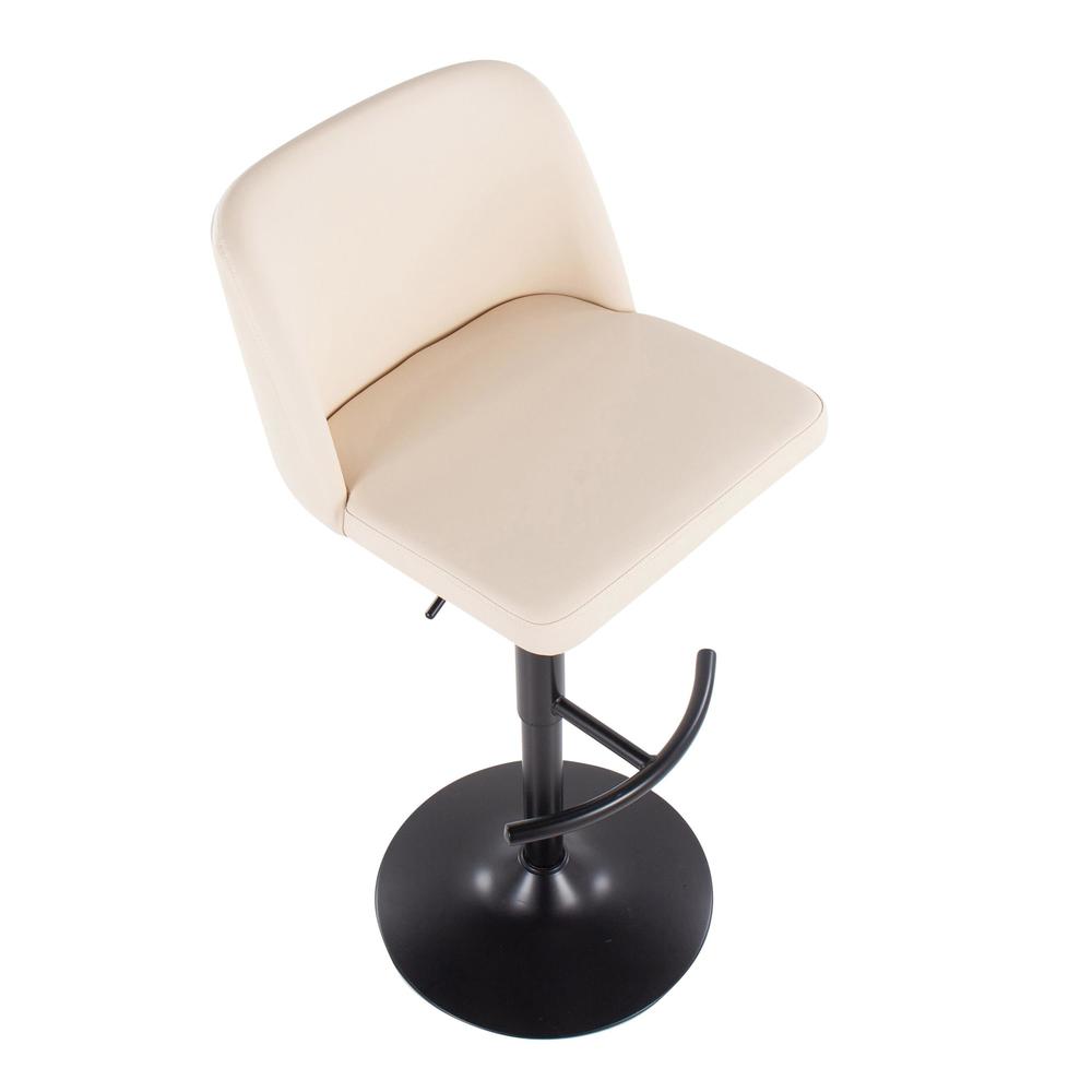 Black Steel, Cream PU Toriano Adjustable Bar Stool - Set of 2