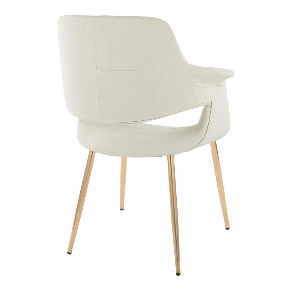 Gold Metal, Cream Fabric Vintage Flair Chair - Set of 2