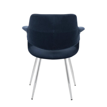 Chrome Metal, Blue Velvet Vintage Flair Chair - Set of 2