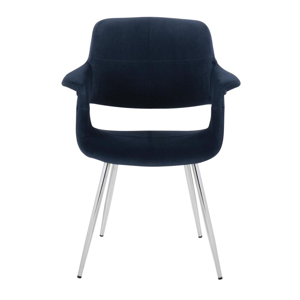 Chrome Metal, Blue Velvet Vintage Flair Chair - Set of 2