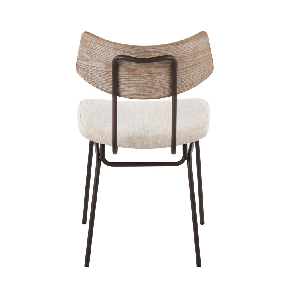 Brown Metal, Cream Noise Fabric, White Washed Wood Walker Chair - Set of 2