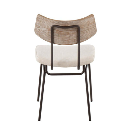 Brown Metal, Cream Noise Fabric, White Washed Wood Walker Chair - Set of 2