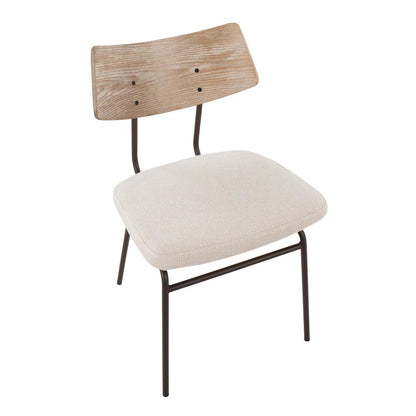 Brown Metal, Cream Noise Fabric, White Washed Wood Walker Chair - Set of 2