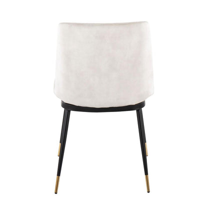 Black Metal, Gold Metal, Beige Velvet Wanda Chair - Set of 2