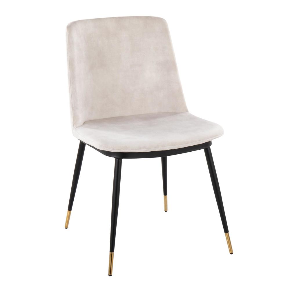Black Metal, Gold Metal, Beige Velvet Wanda Chair - Set of 2
