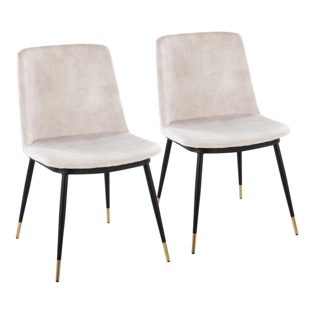 Black Metal, Gold Metal, Beige Velvet Wanda Chair - Set of 2