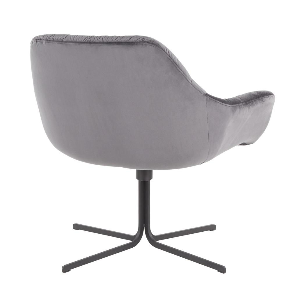 Black Metal, Grey Velvet Wayne Swivel Lounge Chair