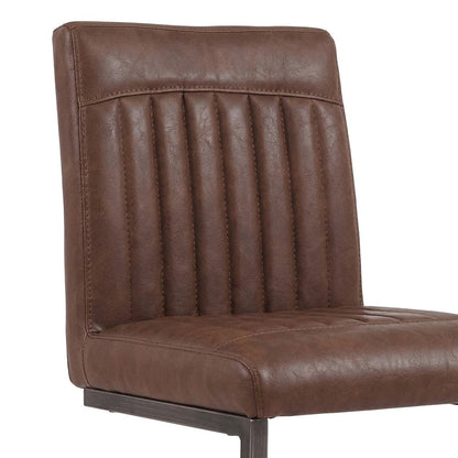 PU-Upholstered Counter Stools with Channel-Tufted Seat, Cigar Brown, Set of 2