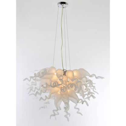 Frosted White Blown Glass Chandelier
