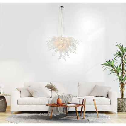 Frosted White Blown Glass Chandelier