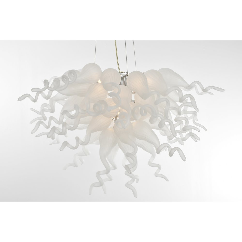 Frosted White Blown Glass Chandelier