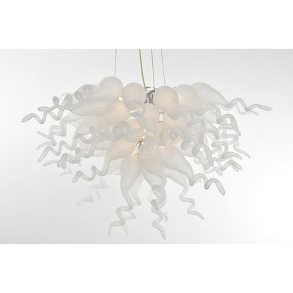 Frosted White Blown Glass Chandelier