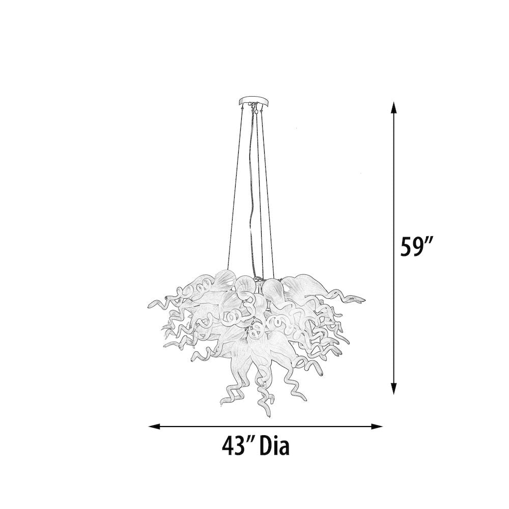 Frosted White Blown Glass Chandelier