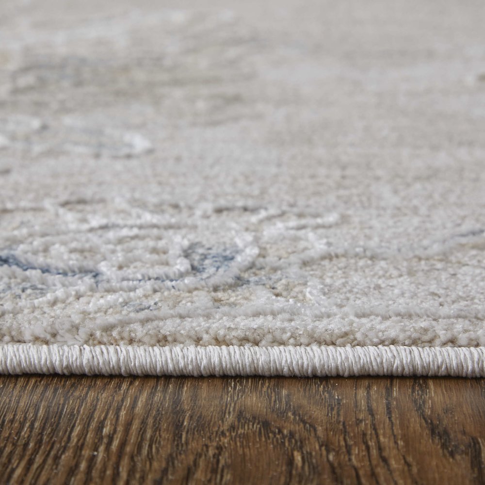 Pasha Transitional Floral & Botanical, Taupe/Ivory/Blue, 9'-0" x 12'-8" Area Rug