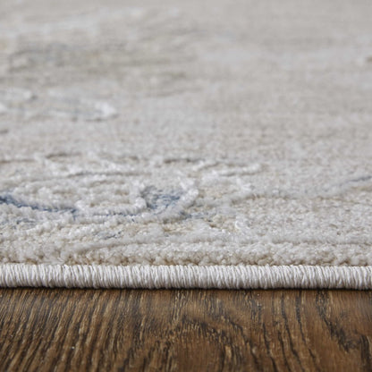 Pasha Transitional Floral & Botanical, Taupe/Ivory/Blue, 9'-0" x 12'-8" Area Rug