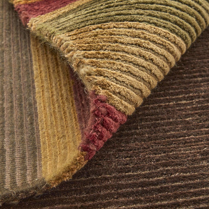 Keystone Modern Stripes, Brown/Green/Red, 7'-9" x 9'-9" Area Rug