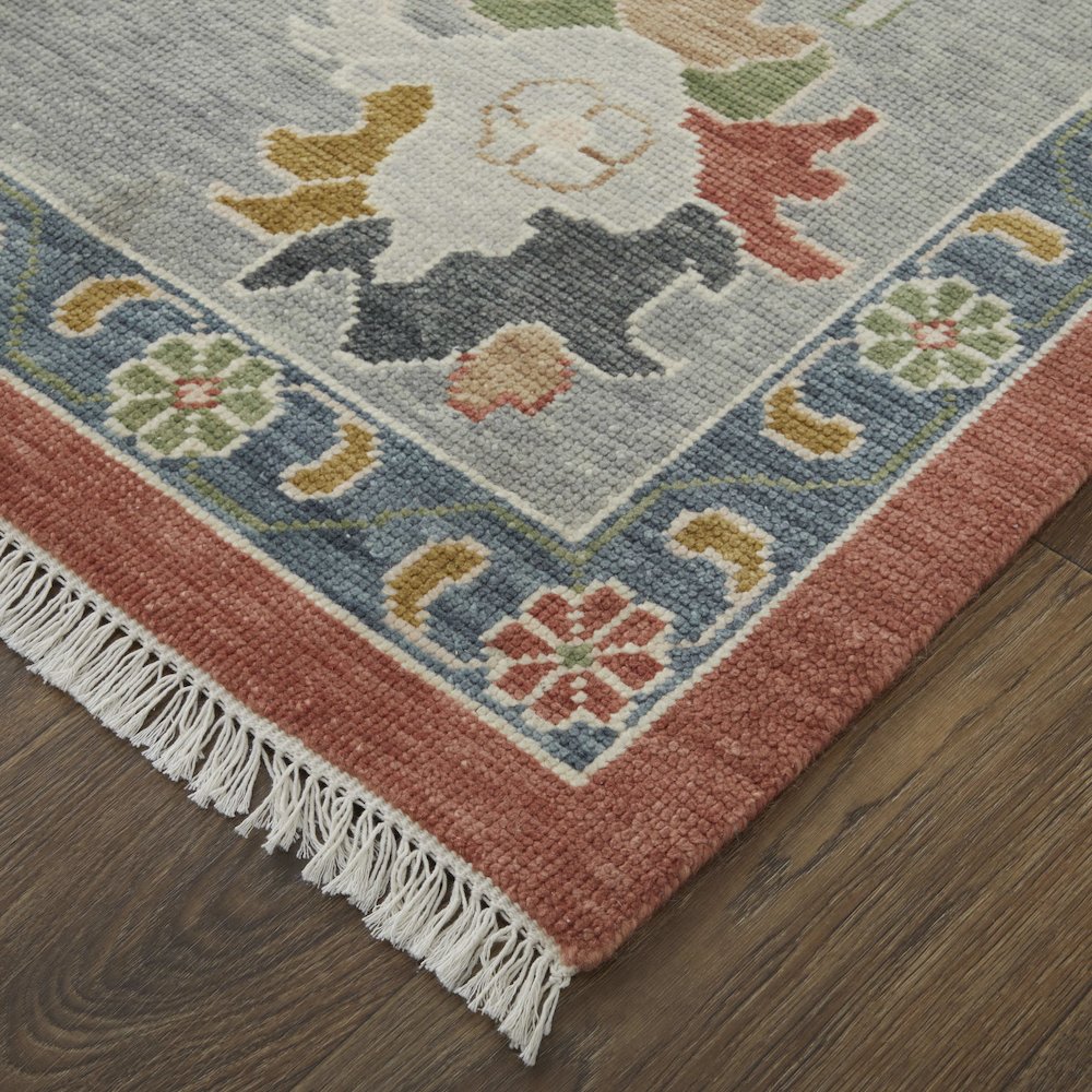 Karina Transitional Floral & Botanical, Red/Gray/Ivory, 9'-6" x 13'-6" Area Rug
