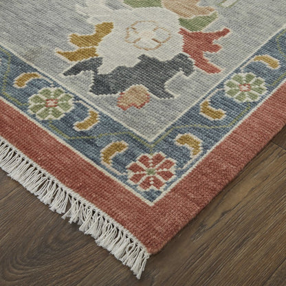 Karina Transitional Floral & Botanical, Red/Gray/Ivory, 9'-6" x 13'-6" Area Rug
