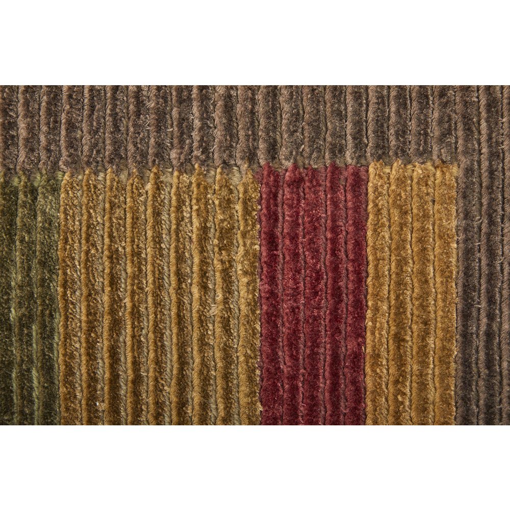 Keystone Modern Stripes, Brown/Green/Red, 7'-9" x 9'-9" Area Rug
