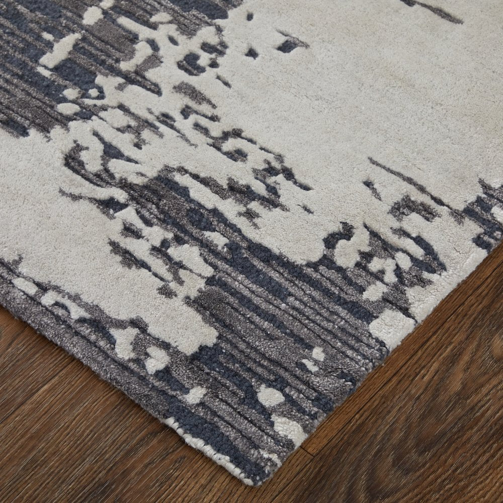 Zarah Modern Abstract, Ivory/Gray/Blue, 3'-6" x 5'-6" Accent Rug