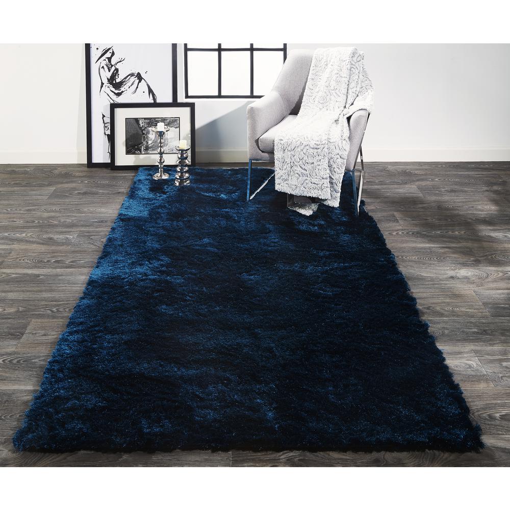 Indochine Plush Shag with Metallic Sheen, Deep Teal Blue, 3ft-6in x 5ft-6in, 4944550FTEL000C50