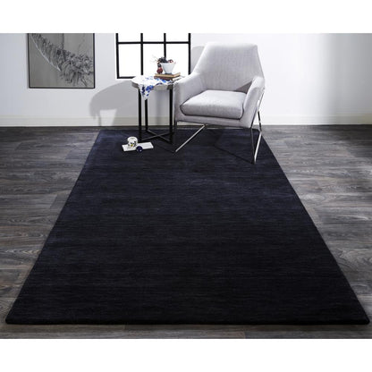 Luna Hand Woven Marled Wool Rug, Black/Dark Gray, 3ft-6in x 5ft-6in Accent Rug, 5798049FBLK000C50