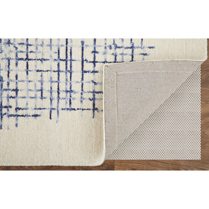 Maddox Modern Tufted Architectural Area Rug, Ivory/Navy Blue, 10ft x 14ft, MDX8630FIVYNVYH00