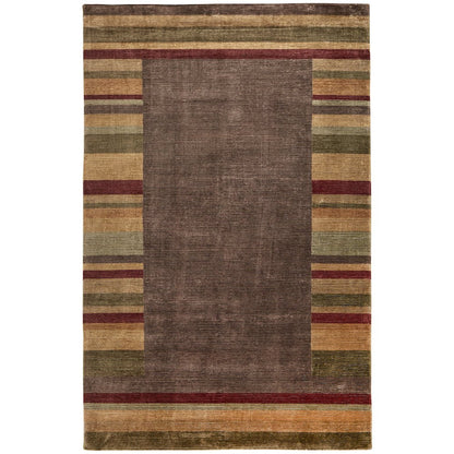 Keystone Modern Stripes, Brown/Green/Red, 7'-9" x 9'-9" Area Rug