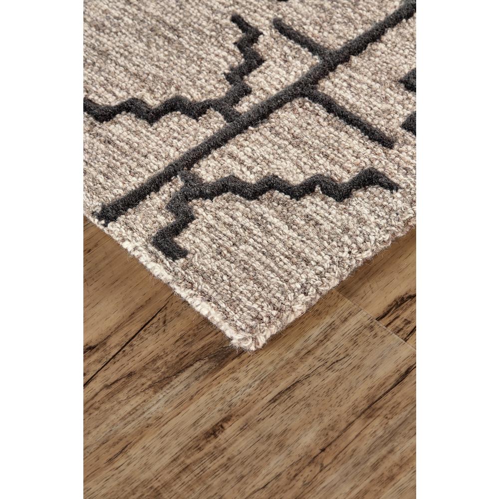 Enzo Minimalist Natural Wool Rug, Warm Taupe/Black, 2ft - 6in x 8ft, Runner, 7428732FCHLGRYI6A