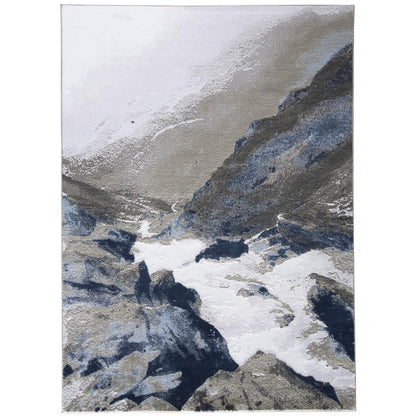 Gaspar Contemorary Abstract Rug, White/Ice Blue, 1ft-8in x 2ft-10in Accent Rug, 7873838FGRYWHTP18