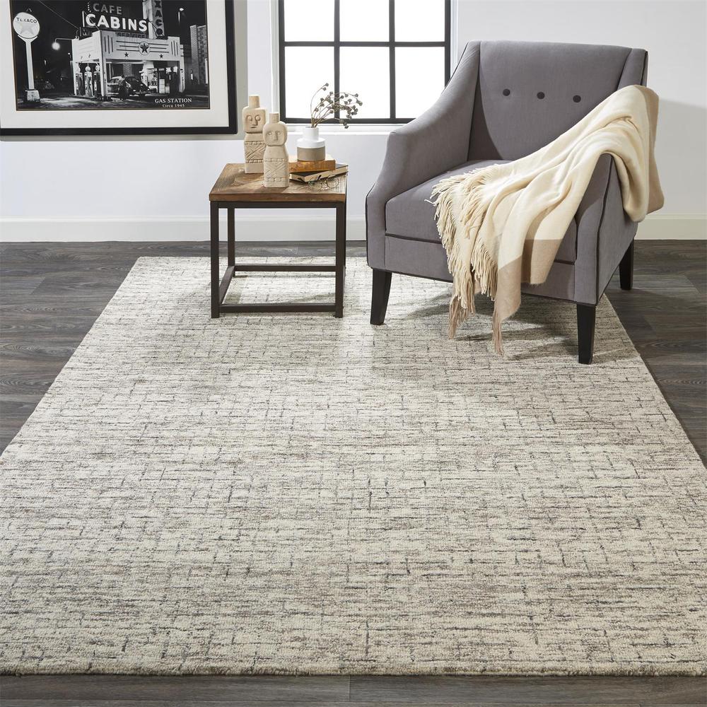 Belfort Modern Crosshatch Rug, Ivory Sand/Charcoal Gray, 5ft x 8ft Area Rug, 8698667FIVY000E10