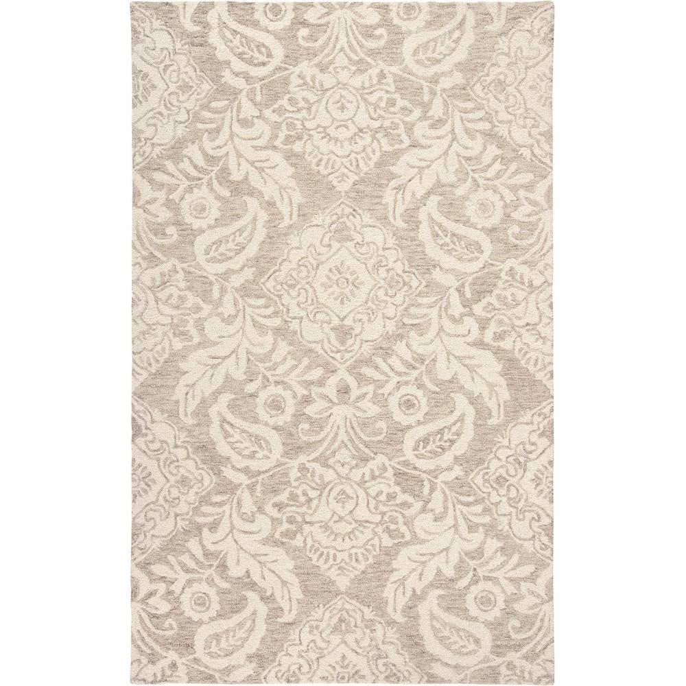 Belfort Modern Floral Paisley Rug, Latte Tan/Ivory, 5ft x 8ft Area Rug, 8698776FTPEIVYE10