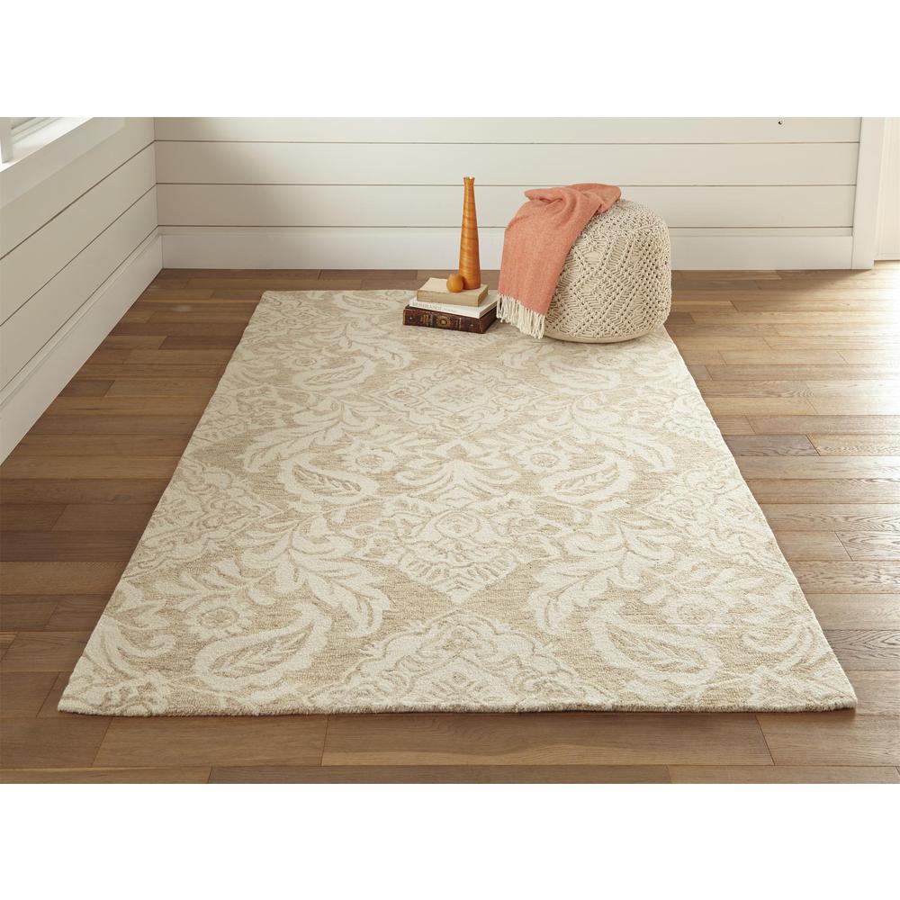 Belfort Modern Floral Paisley Rug, Latte Tan/Ivory, 5ft x 8ft Area Rug, 8698776FTPEIVYE10