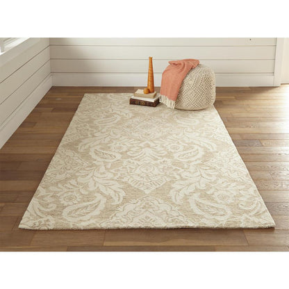 Belfort Modern Floral Paisley Rug, Latte Tan/Ivory, 5ft x 8ft Area Rug, 8698776FTPEIVYE10