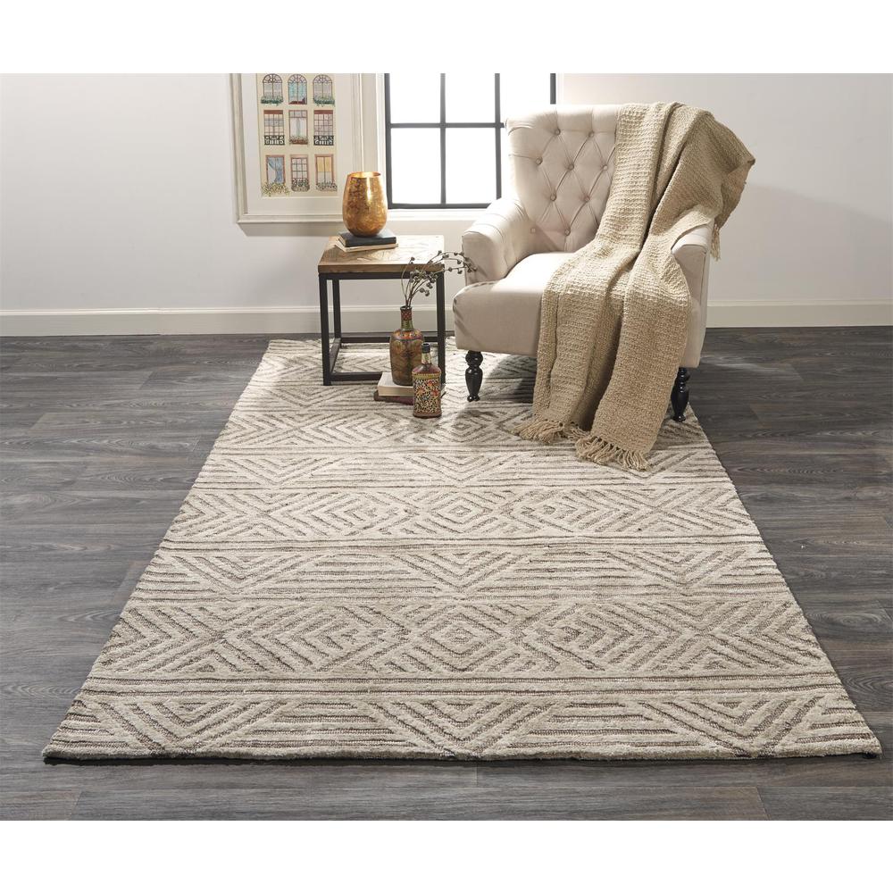 Colton Modern Diamond Art DecoAccent Rug, Sand/Natural Tan, 3ft-6in x 5ft-6in, 8748791FBRN000C50