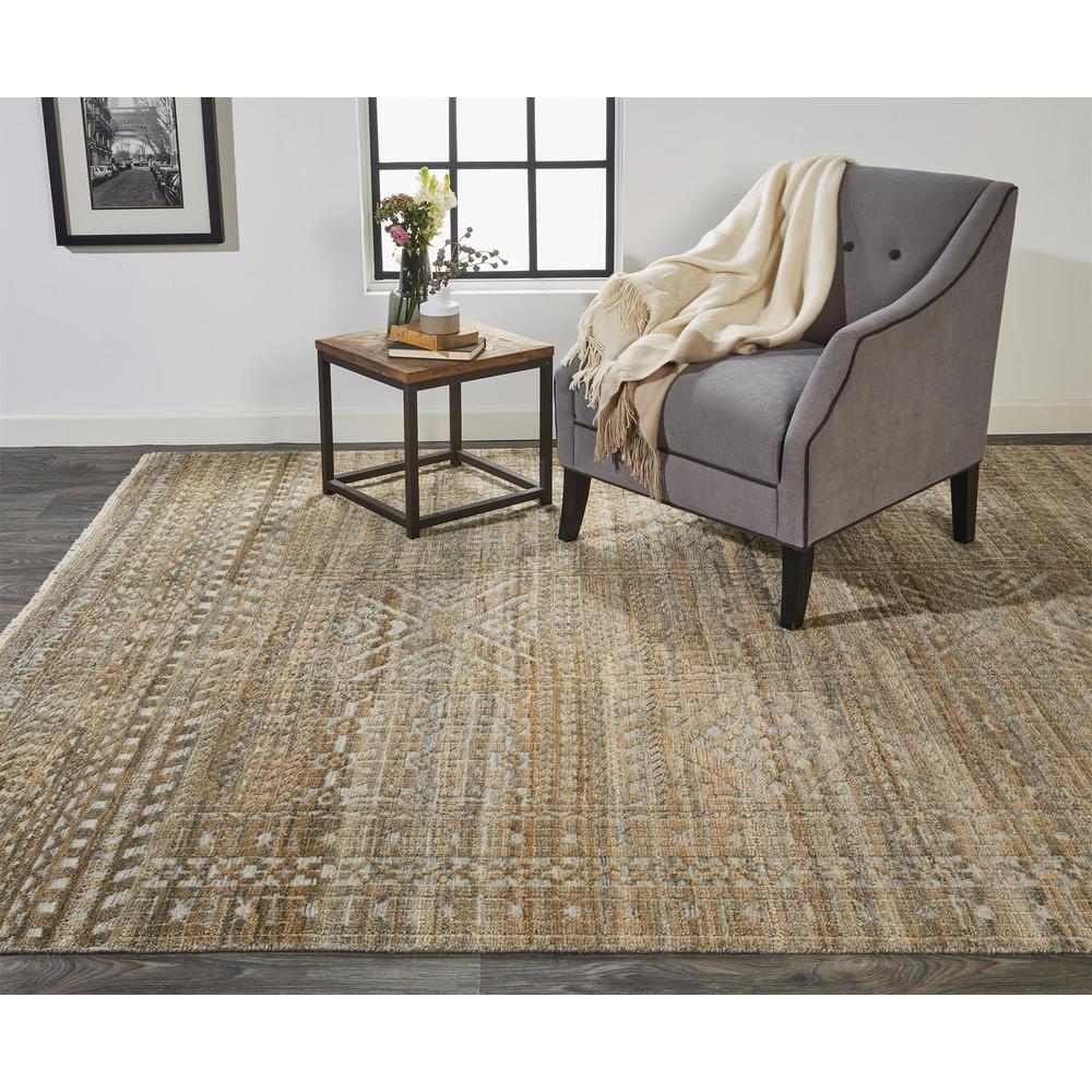Payton Abstract Tribal Rug, Golden Brown/Gray, 2ft x 3ft Accent Rug, 9806496FBRNGRYP00