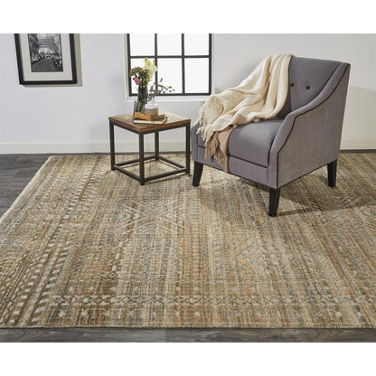 Payton Abstract Tribal Rug, Golden Brown/Gray, 2ft x 3ft Accent Rug, 9806496FBRNGRYP00