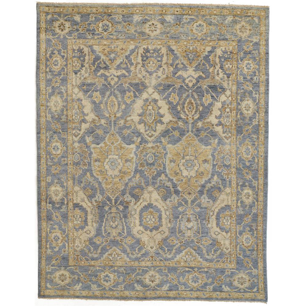 Carrington Traditional Oushak Rug, Geometric Floral, Warm Blue, 2ft x 3ft Accent Rug, 9826502FLBLBGEP00