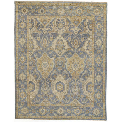 Carrington Traditional Oushak Rug, Geometric Floral, Warm Blue, 2ft x 3ft Accent Rug, 9826502FLBLBGEP00