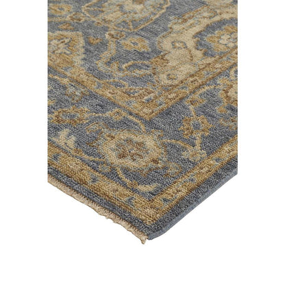 Carrington Traditional Oushak Rug, Geometric Floral, Warm Blue, 2ft x 3ft Accent Rug, 9826502FLBLBGEP00
