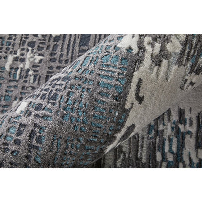 Zarah Modern Abstract, Ivory/Gray/Blue, 3'-6" x 5'-6" Accent Rug