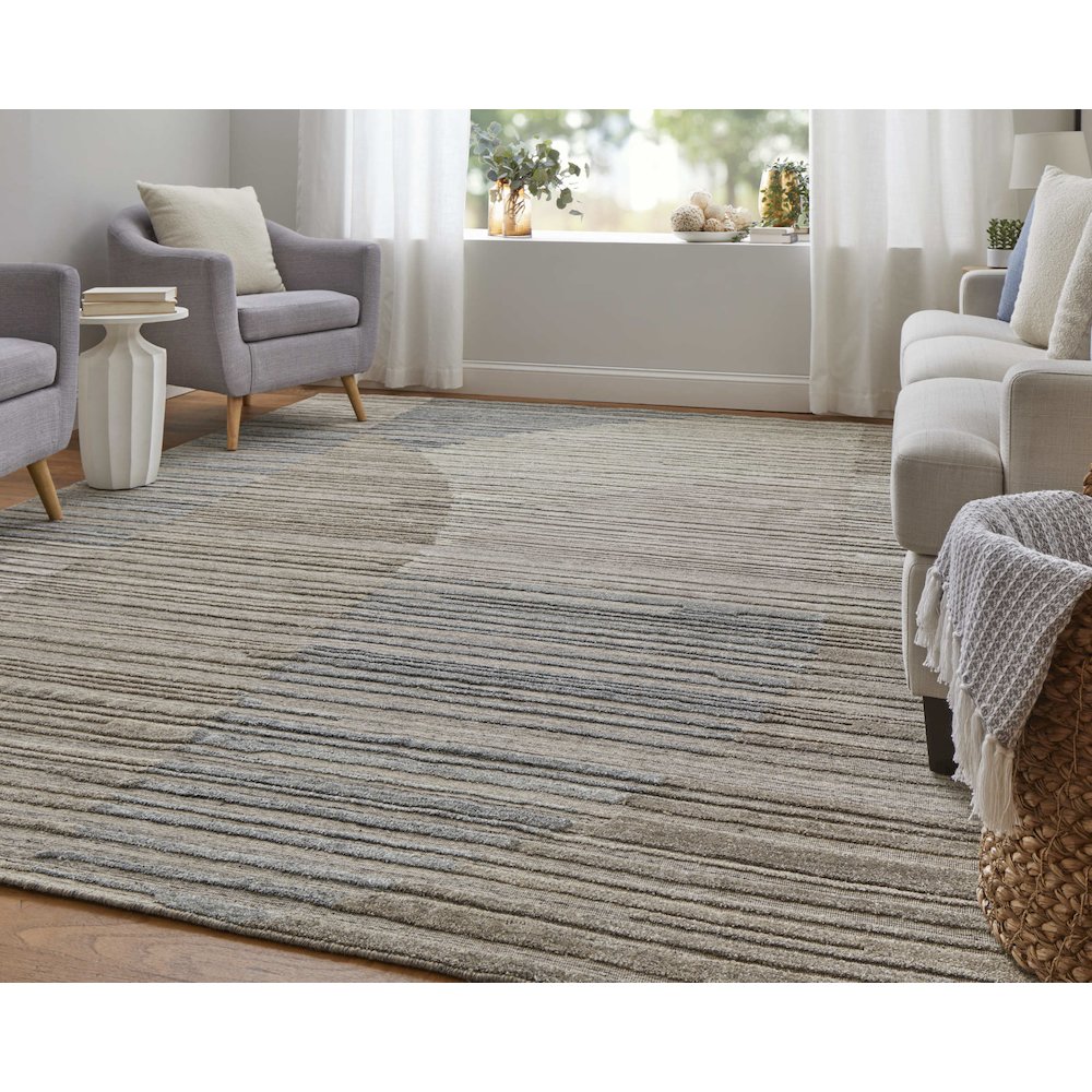 Elias Modern Abstract, Brown/Blue/Tan, 2' x 3' Accent Rug