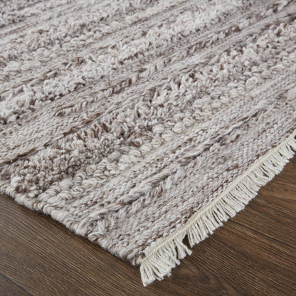 Alden Contemporary Bohemian Shag Rug, Ivory/Rustic Brown, 5ft x 8ft Area Rug, ALD8637FBRN000E10