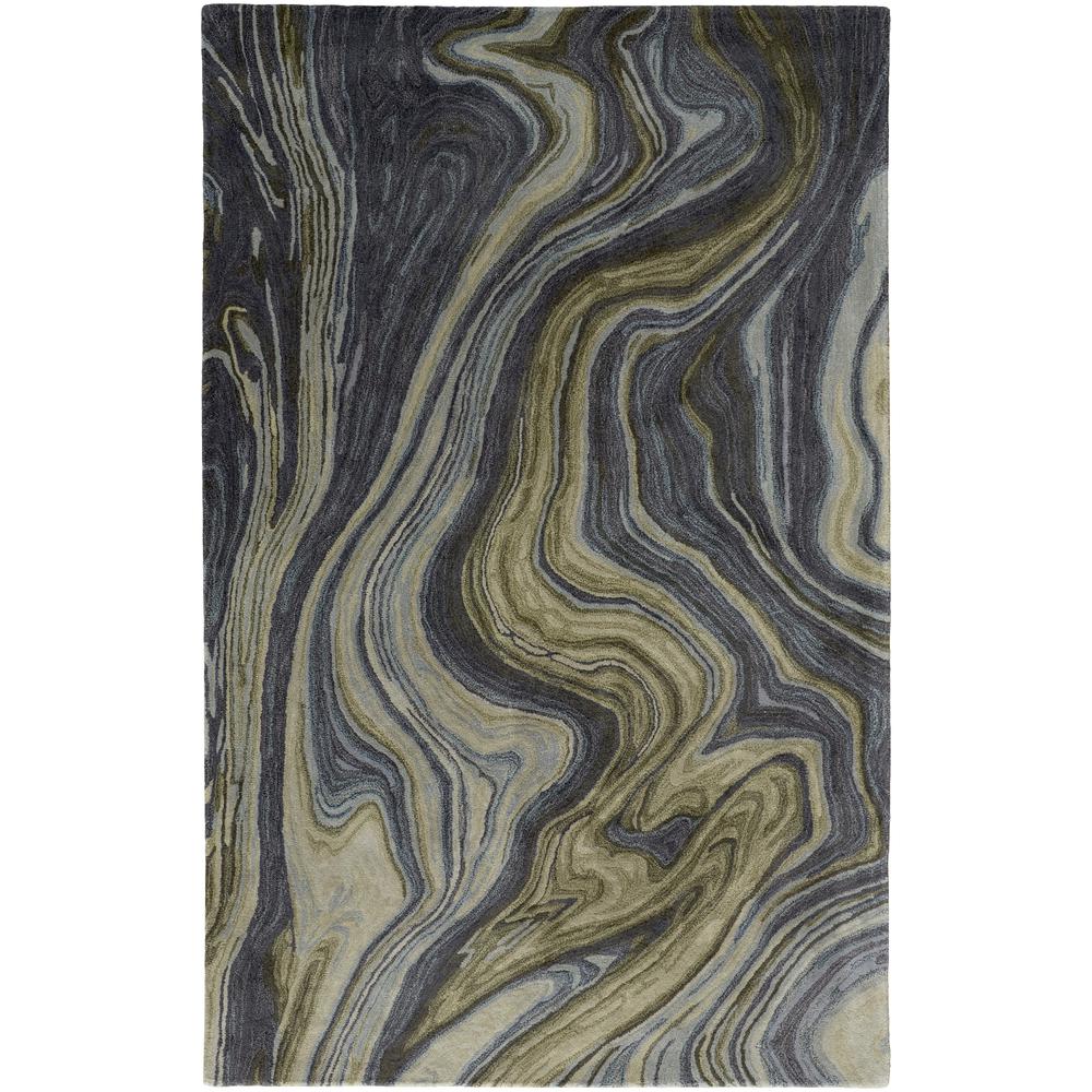 Amira Contemporary Marble Rug, Olive Green/Deep Gray/Blue, 5ft x 8ft Area Rug, AMI8631FBLUGRNE10